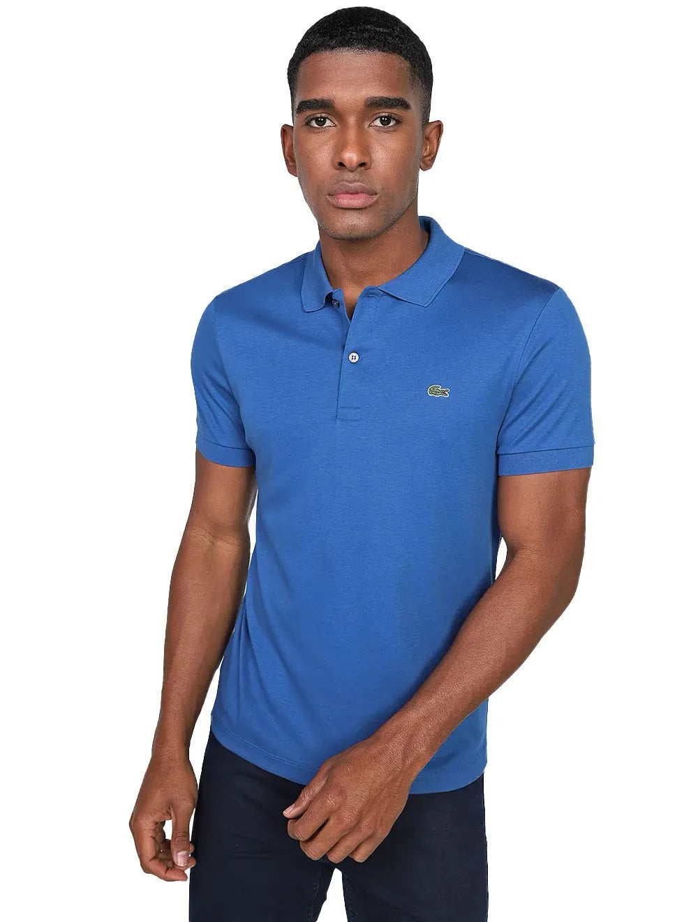 Polo Lacoste Masculina Malha Regular Fit Light Pima Cotton Azul Claro