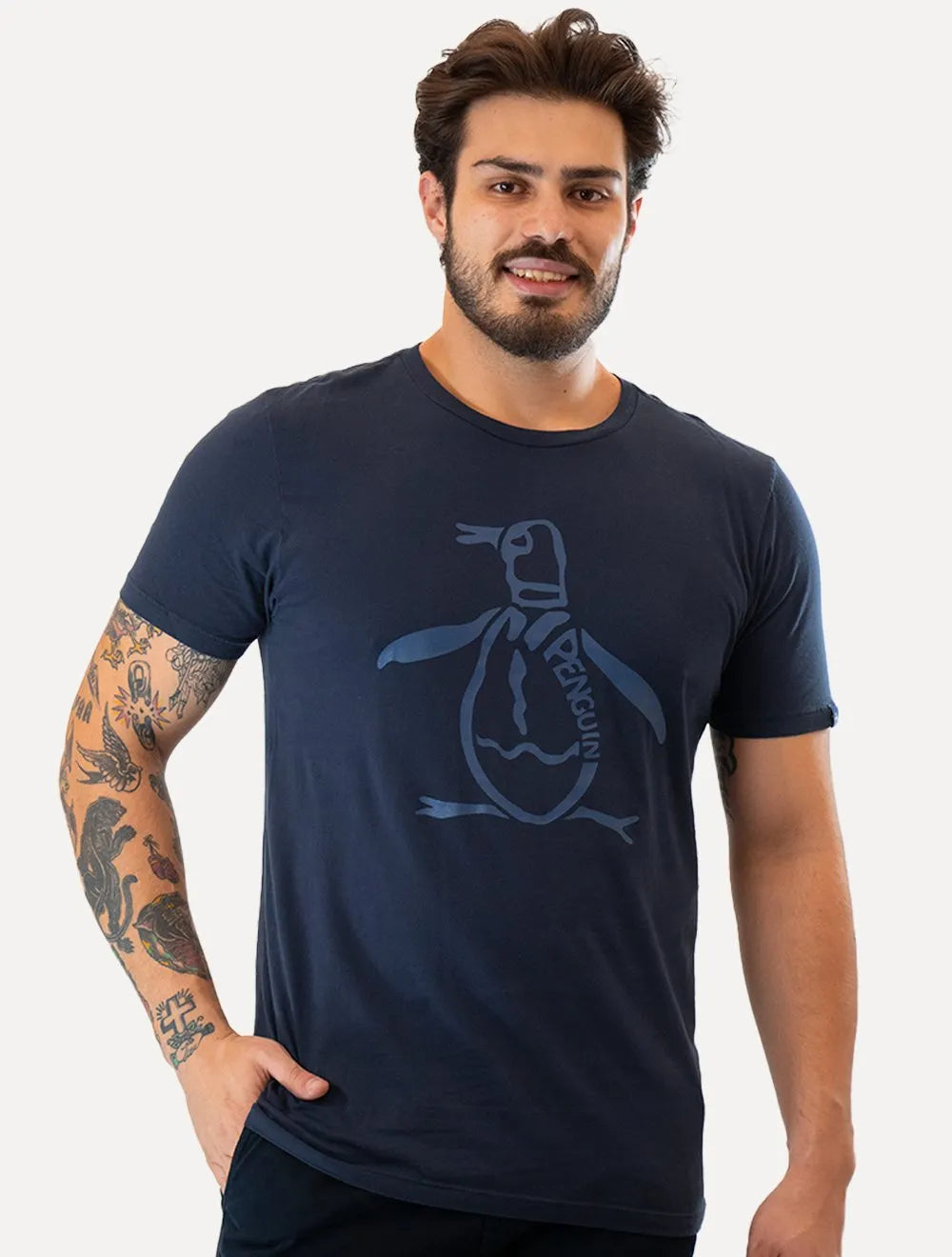 Camiseta Original Penguin Masculina Big Navy Mascot Logo Azul Marinho