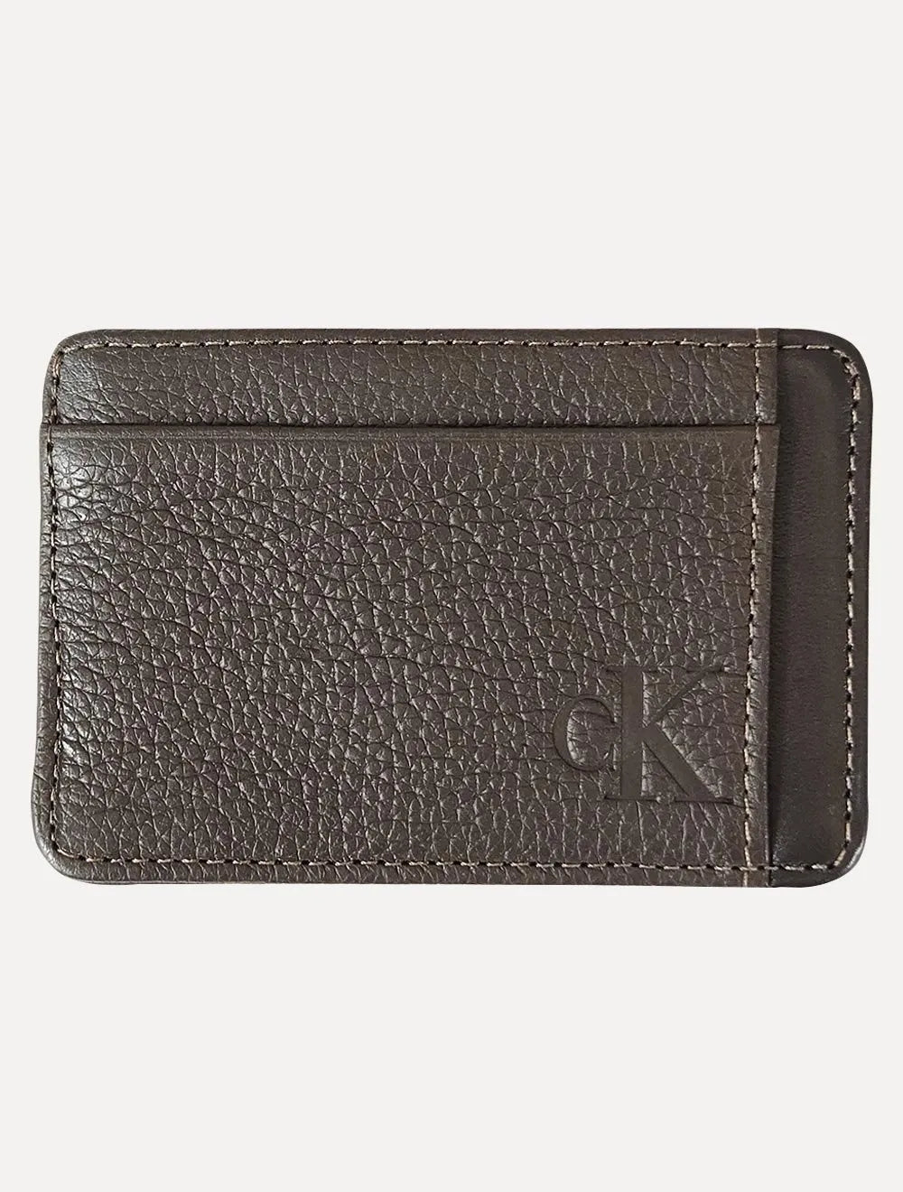 Carteira Calvin Klein Jeans Porta Cartão Couro CKJ Floater Queima Marrom Café