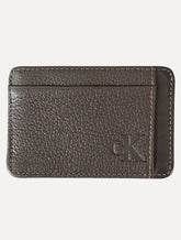 Carteira Calvin Klein Jeans Porta Cartão Couro CKJ Floater Queima Marrom Café