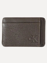 Carteira Calvin Klein Jeans Porta Cartão Couro CKJ Floater Queima Marrom Café