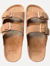 Chinelo Reserva Masculino Duas Fivelas Francisco Nobuck Marrom Claro