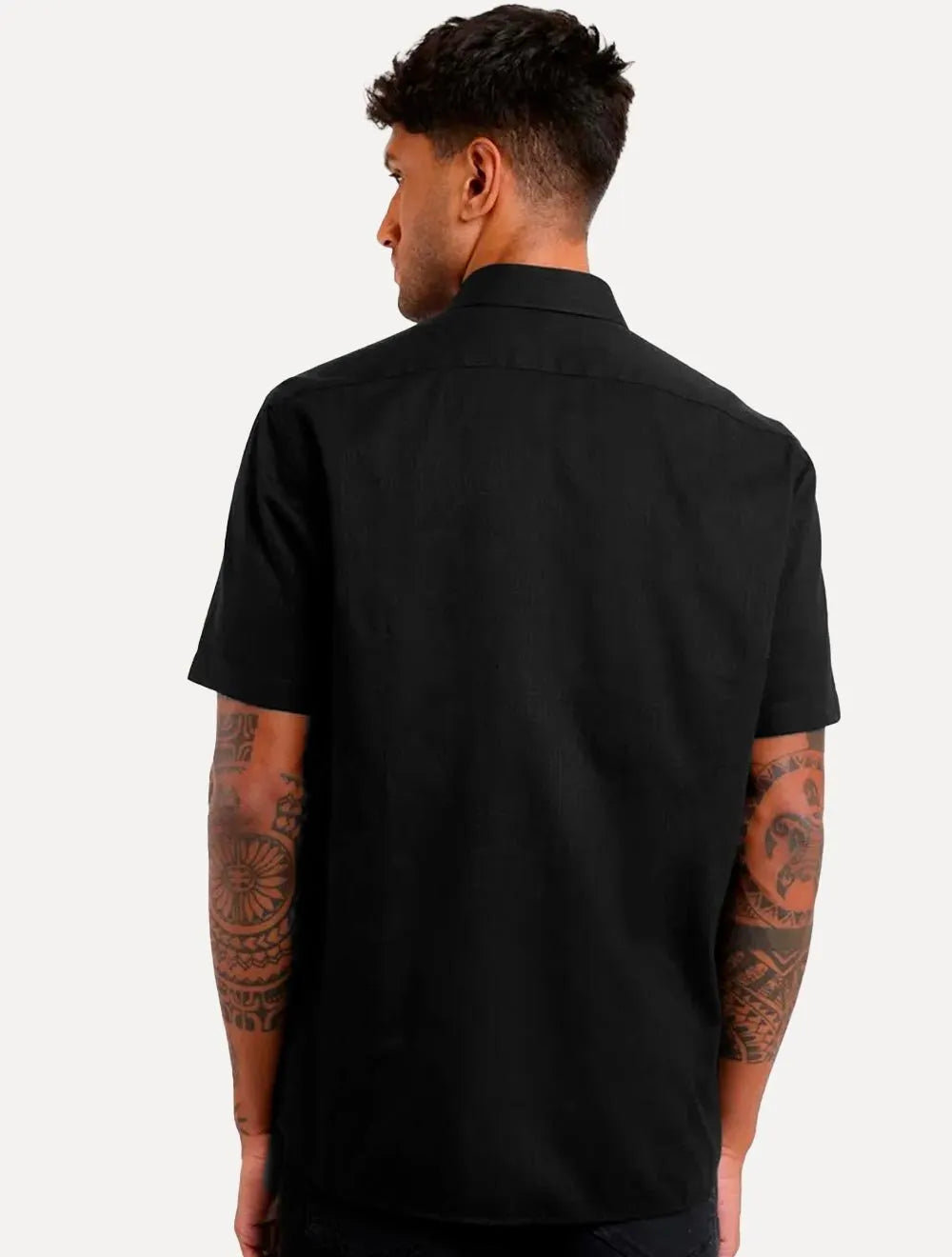 Camisa Aramis Masculina Manga Curta Tricoline Stretch Pocket Mono Preta