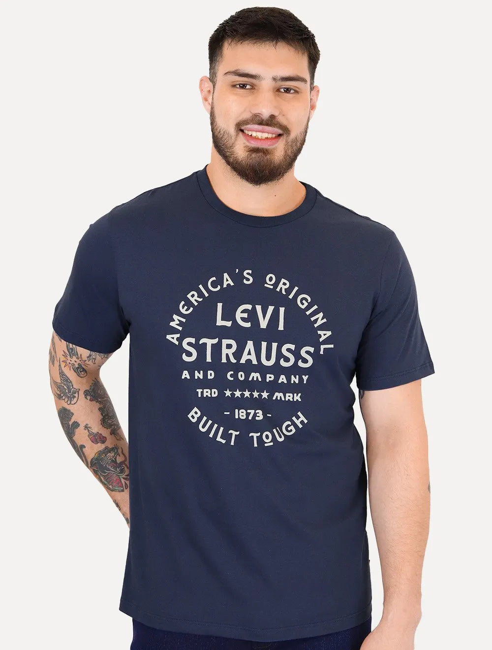 Camiseta Levis Masculina Original Graphic Built Tough Azul Marinho