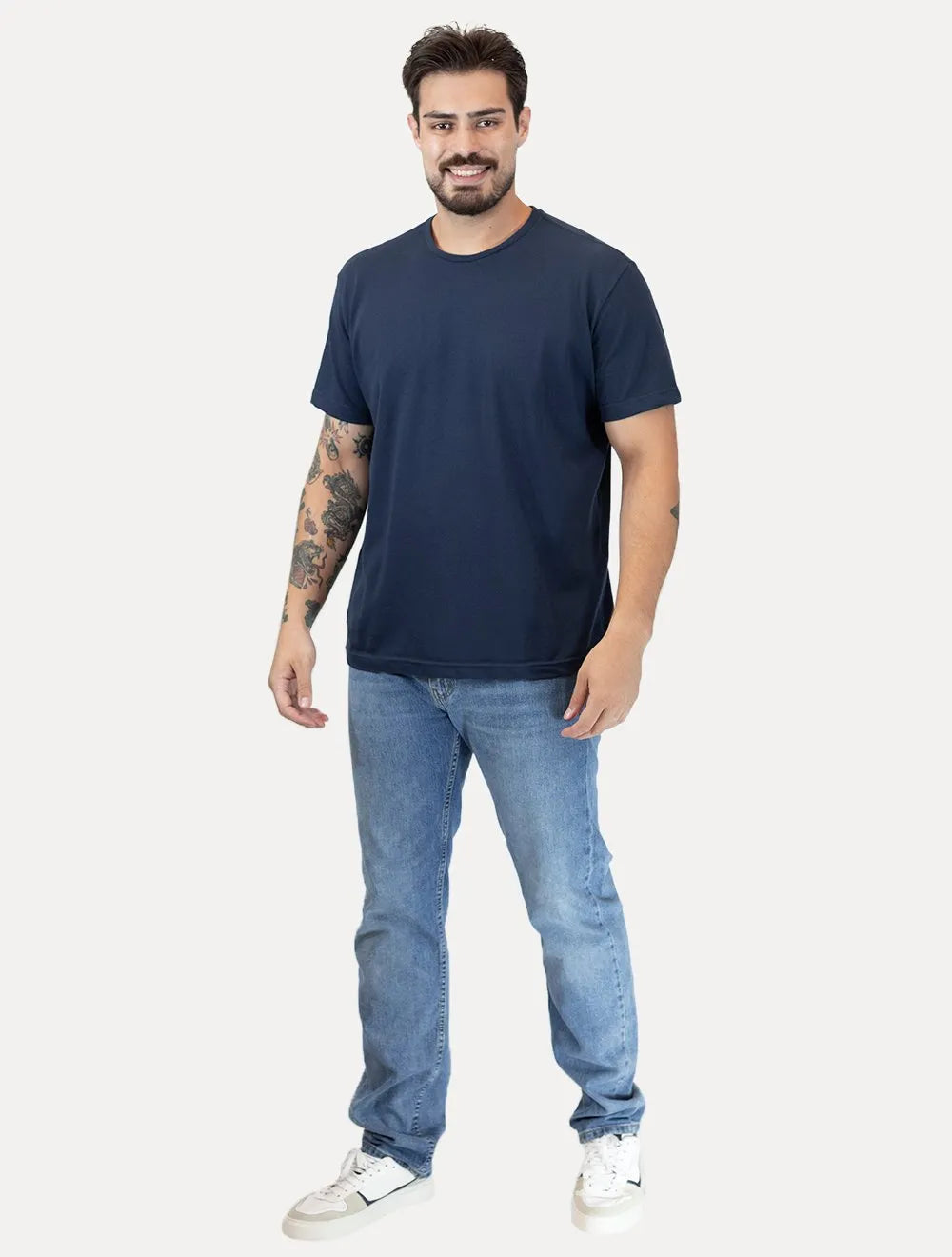 Camiseta King & Joe Masculina Comfort Piquet Premium Azul Marinho