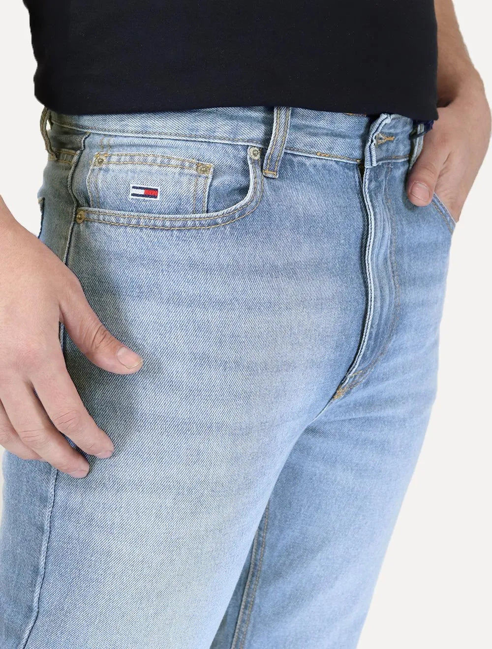 Calça Tommy Jeans Masculina Dad Regular Tapered Azul Claro