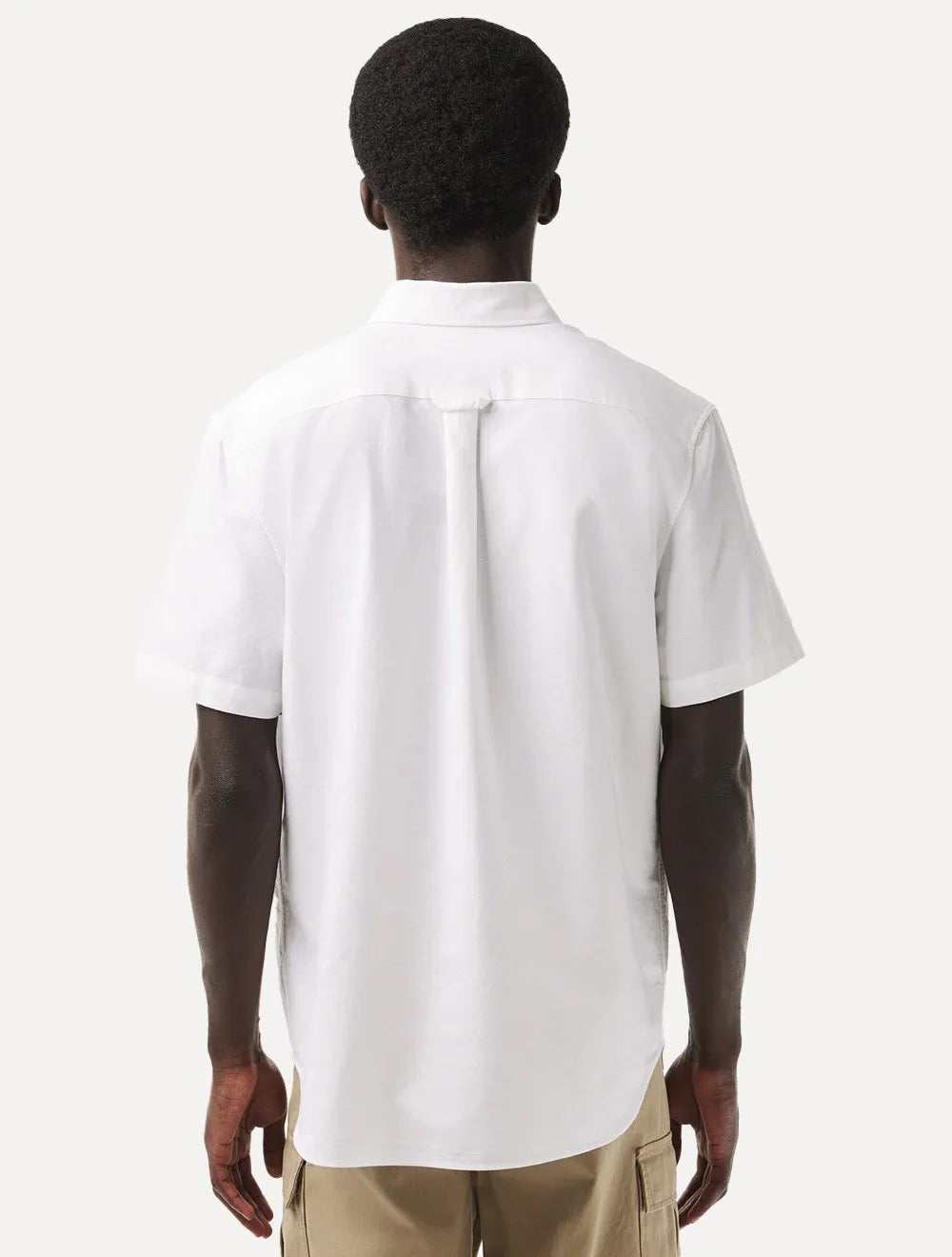 Camisa Lacoste Masculina Manga Curta Regular Oxford Pocket Branca
