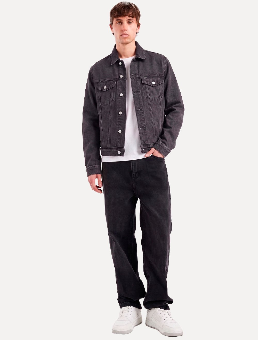 Jaqueta Tommy Jeans Masculina Regular Ryan Trucker Cinza