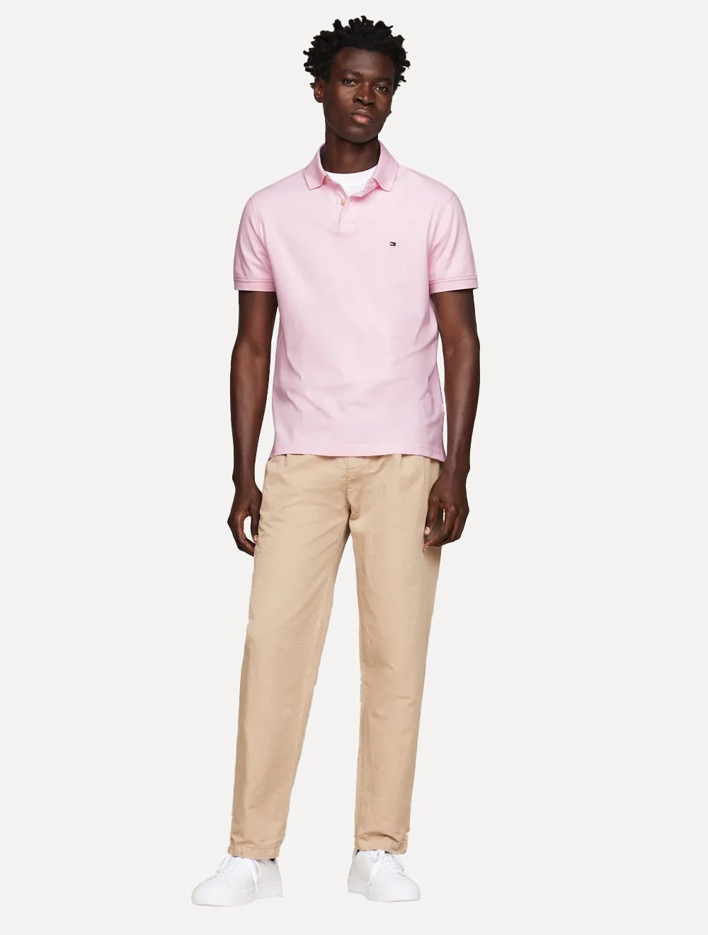 Polo Tommy Hilfiger Masculina Regular Piquet 1985 Rosa Claro