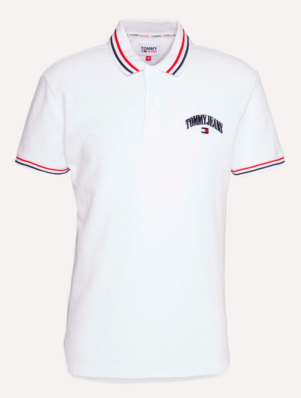 Polo Tommy Jeans Masculina Piquet Regular Graphic Tipped Branca