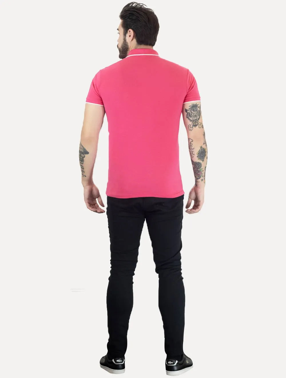 Polo Colcci Masculina Piquet Friso Logo Bordado Rosa