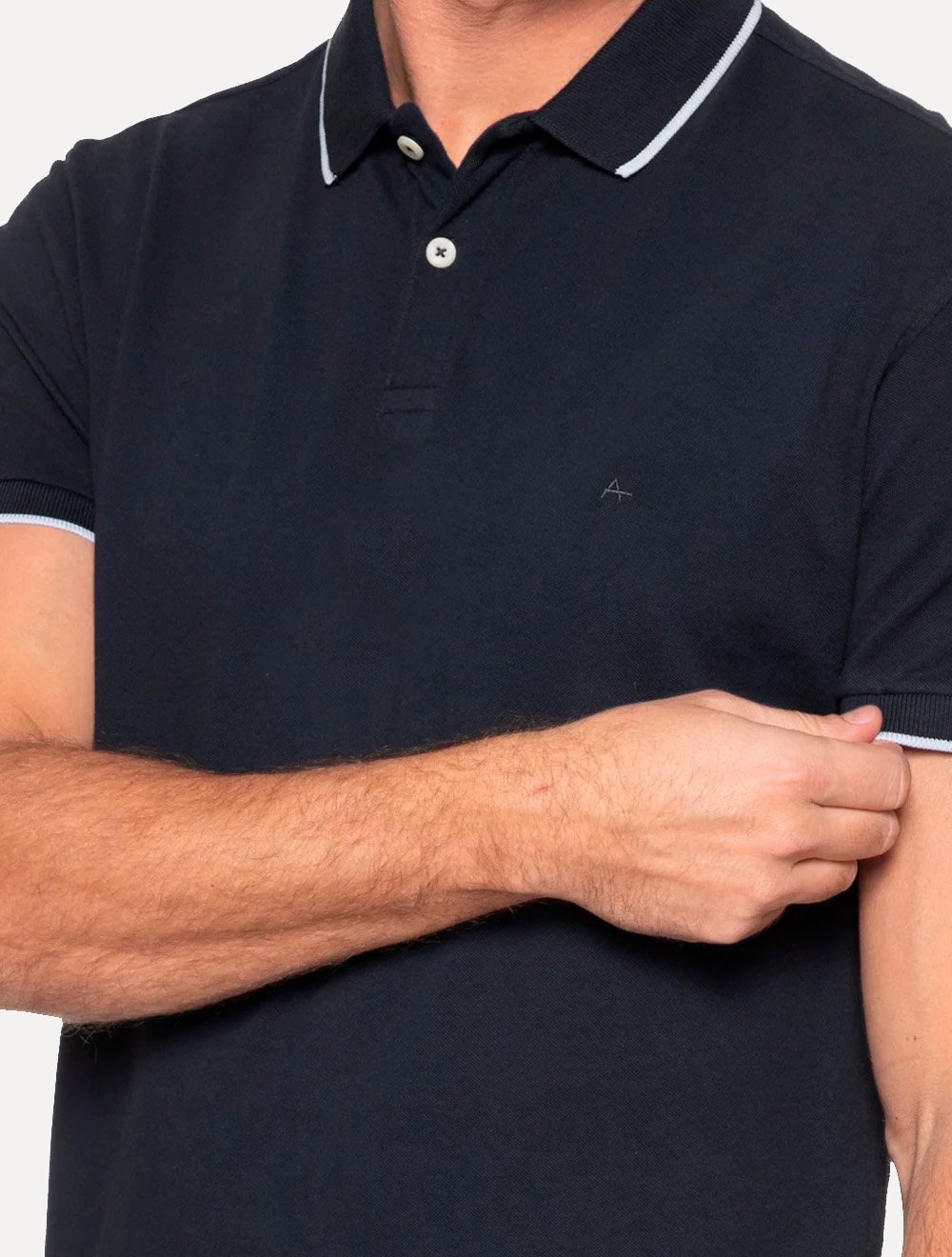 Camisa Polo Aramis Masculina Piquet White Friso Azul Escuro