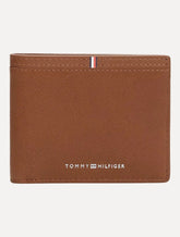 Carteira Tommy Hilfiger Masculina Couro Central Mini Flag Marrom