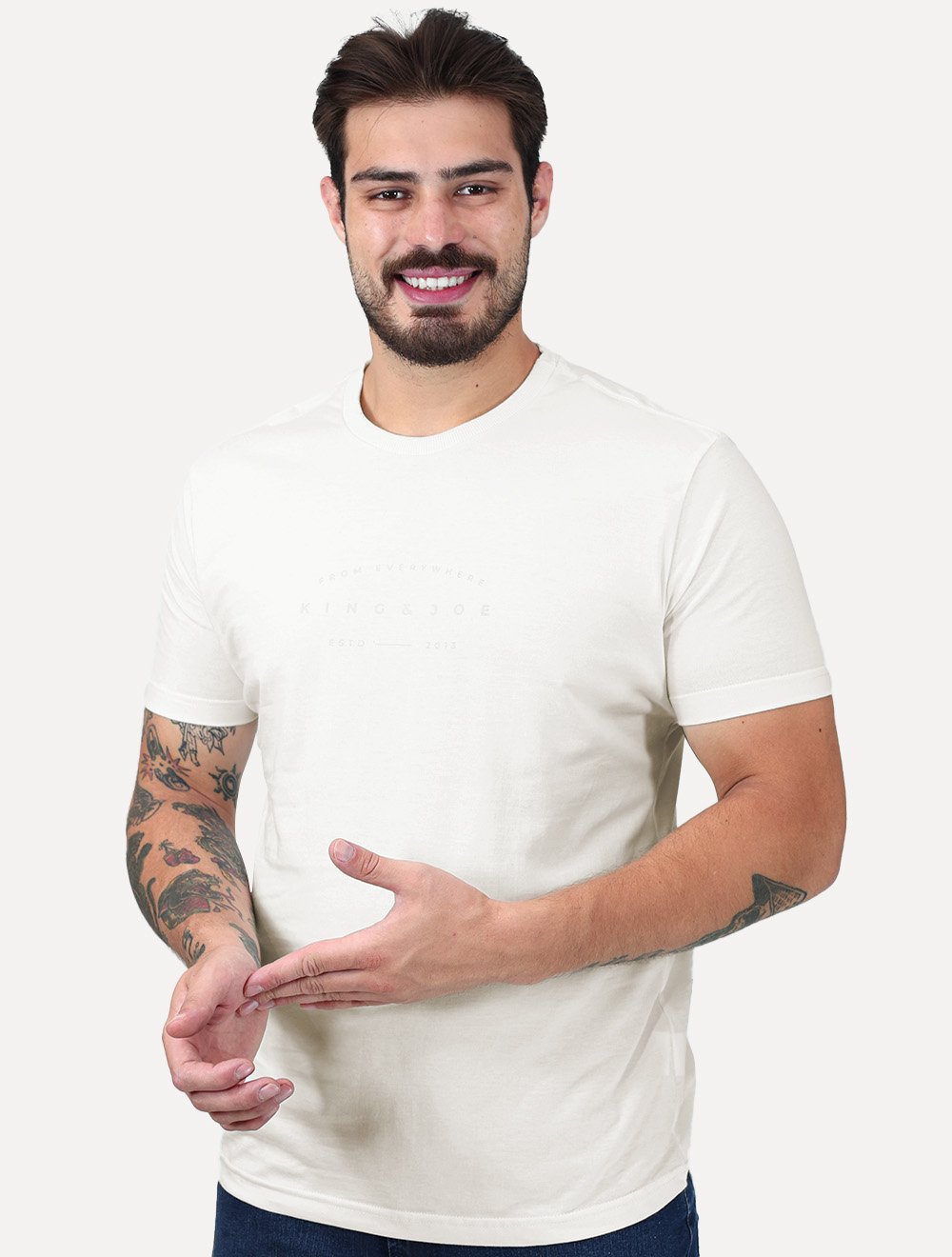 Camiseta King & Joe Masculina Arc From Everywhere Perolado Off White