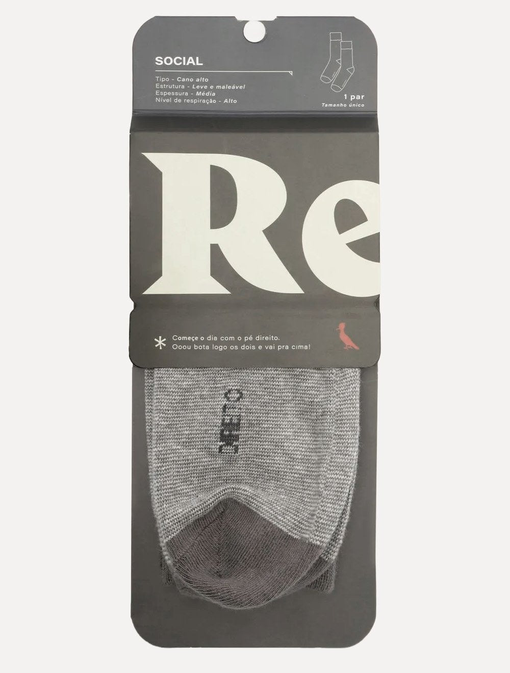 Meia Reserva Masculina Cano Alto Listrada Cinza