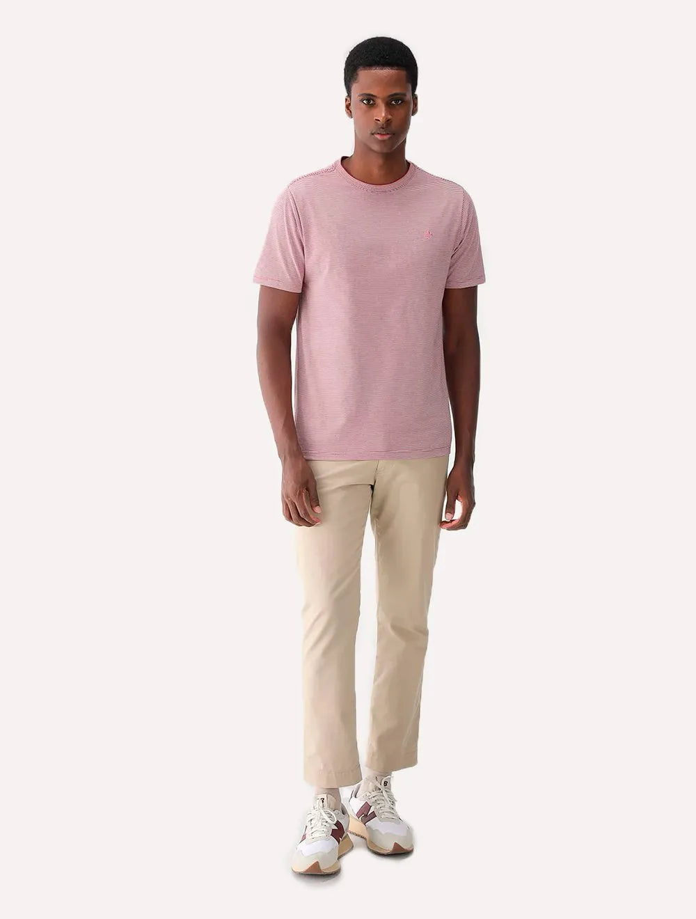 Camiseta Dudalina Masculina Mini Stripes Rosa Escuro