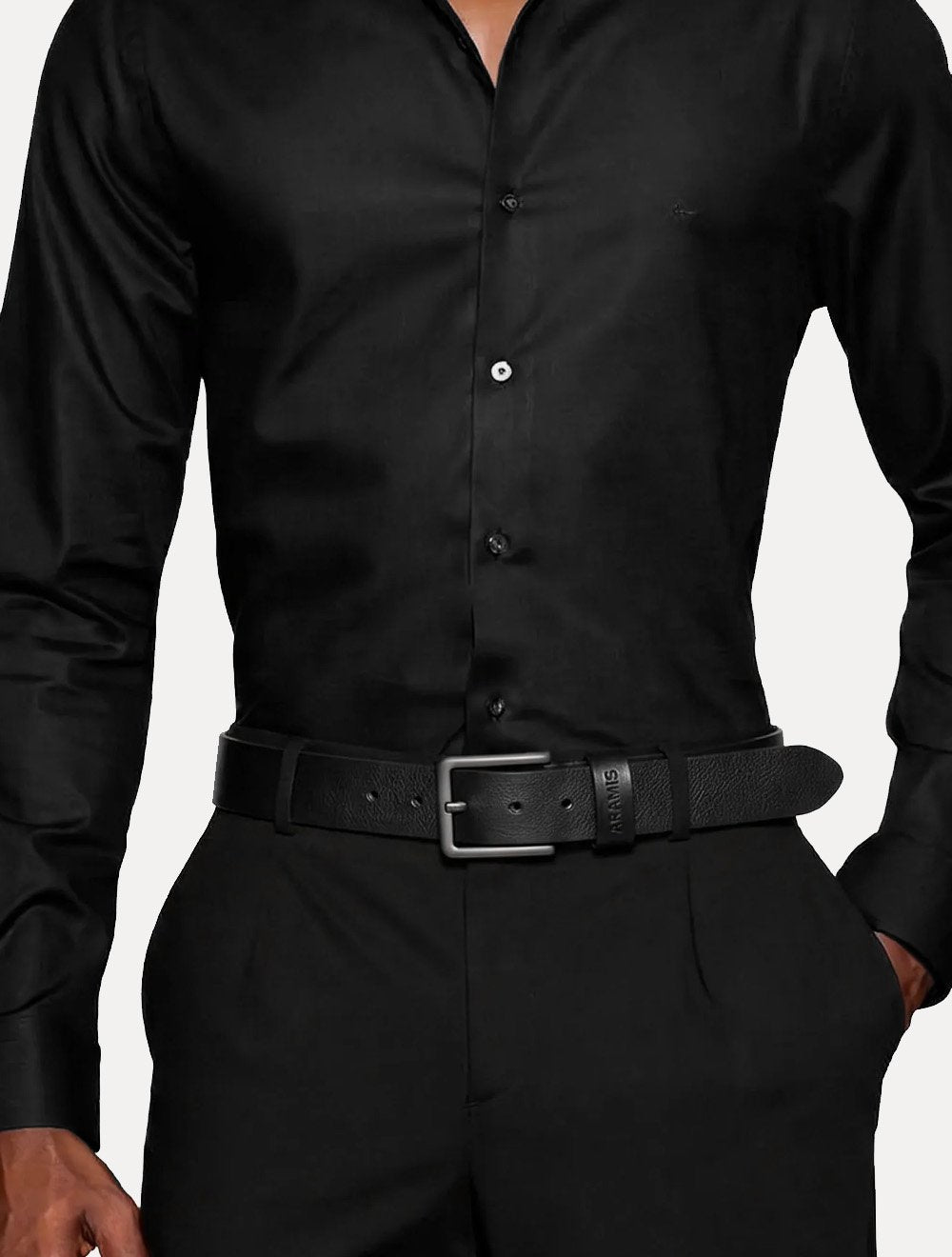Cinto Aramis Masculino Basico Couro Simples Preto