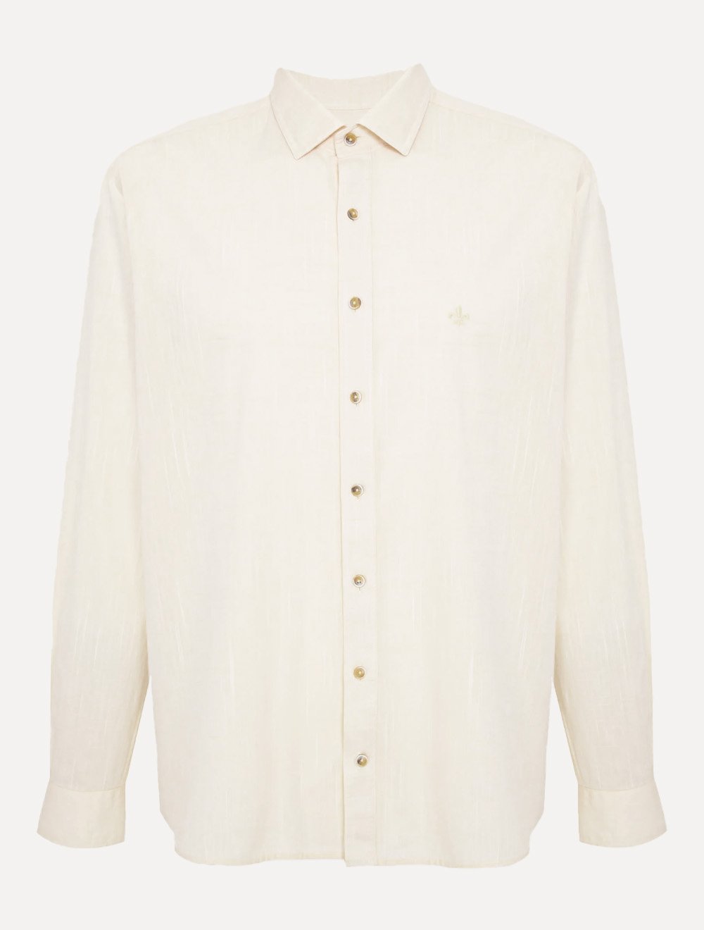 Camisa Dudalina Masculina Slim Slub Cotton Flame Lisa Off White