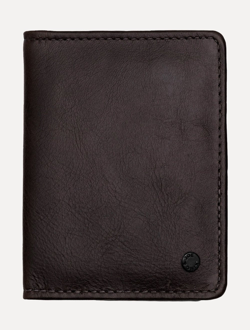 Carteira King & Joe Masculina Couro Vertical Rebite Logo Marrom Escuro