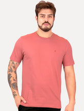 Camiseta Individual Masculina Comfort Logo Rosa Médio
