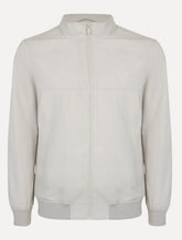 Jaqueta Dudalina Masculina Bomber Texturizada Recortes Cáqui Claro