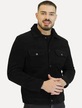 Jaqueta Dixen Masculina Cotelê Canelada Pockets Button Preta
