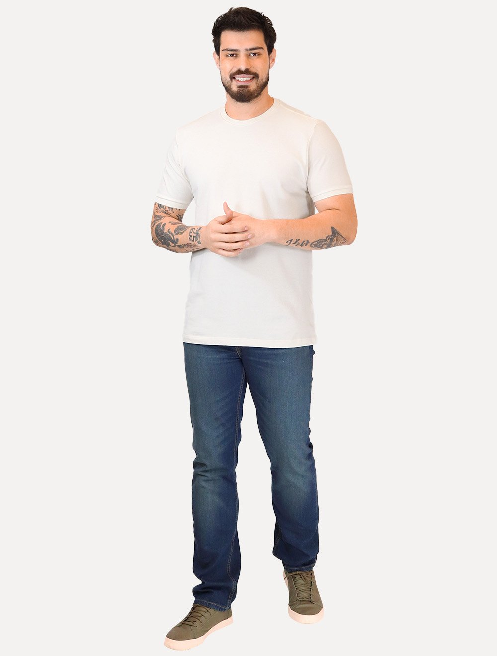 Camiseta Aramis Masculina Piquet Gola Retilinea Textura Off White