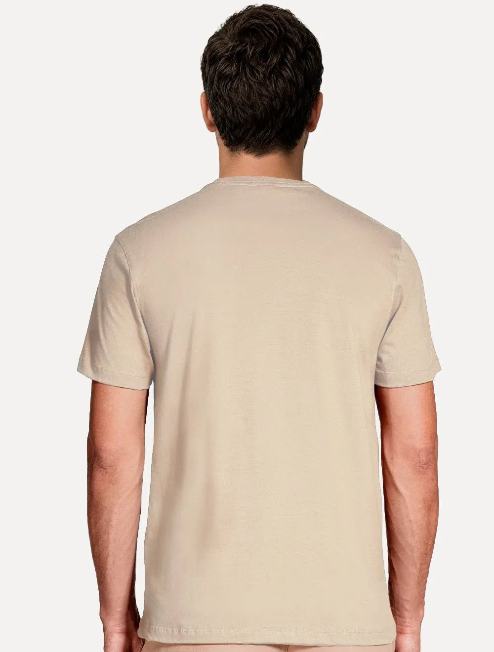 Camiseta Aramis Masculina Basic Lisa Mono Logo Amêndoa