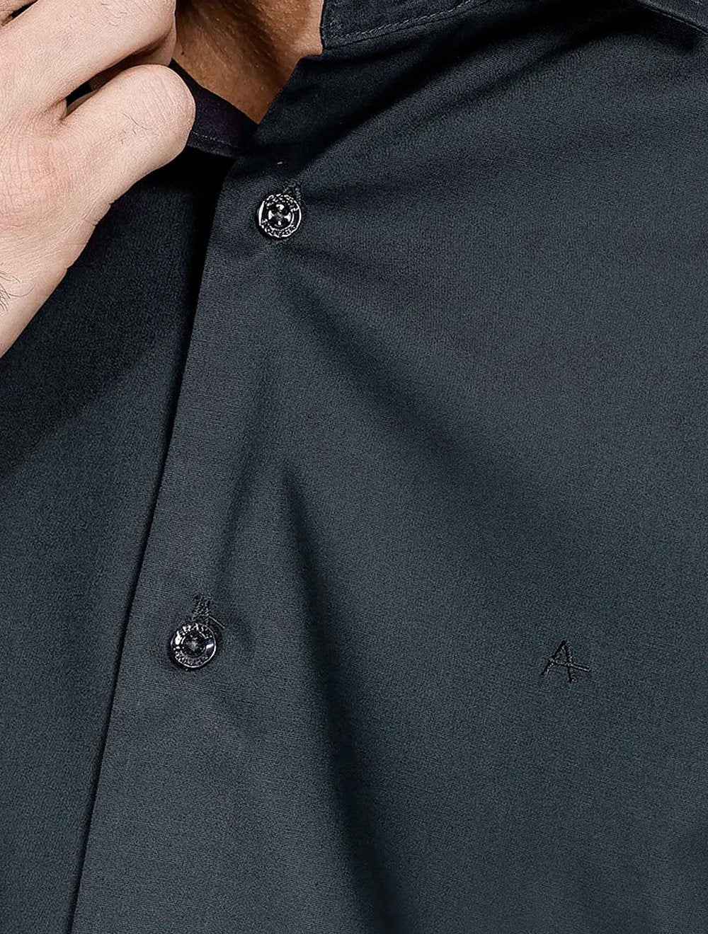 Camisa Aramis Masculina Slim Tricoline Liso Stretch Marinho Escuro