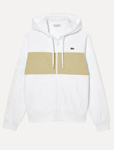 Moletom Lacoste Masculino Colorblock Zip-Up Hoodie Cáqui/Off-White