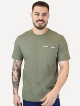 Camiseta Tommy Jeans Masculina Classic Linear Embroidered Chest Verde Militar