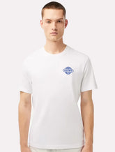 Camiseta Lacoste Masculina Regular Fit Blue Worldwide Branca