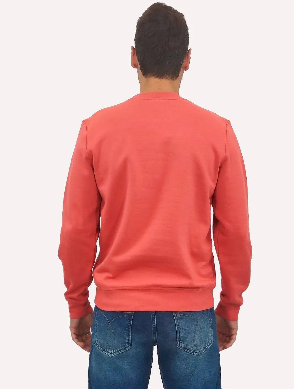 Moletom Lacoste Masculino Crewneck Classic Fit Blue Logo Vermelho