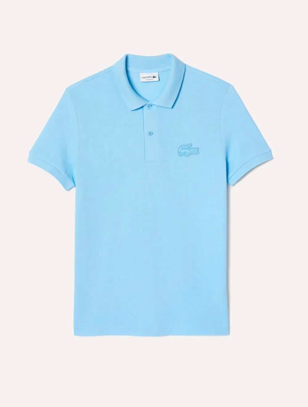 Polo Lacoste Masculina Regular Piquet Quilted Crocodile Badge Azul Claro