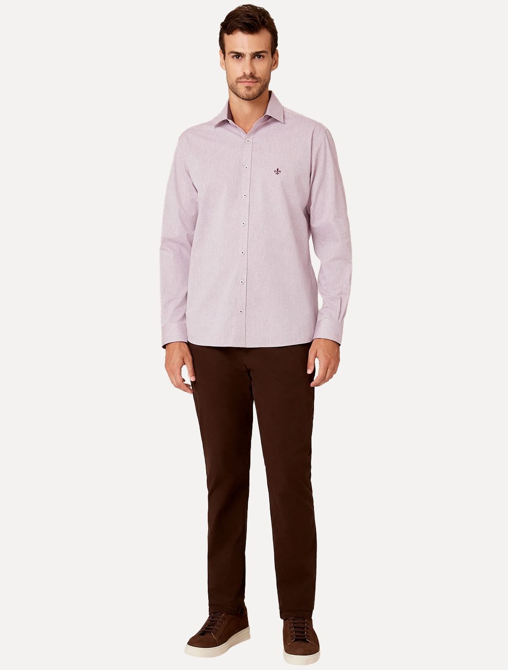 Camisa Dudalina Masculina Comfort Superfine Cotton Melange Vinho Claro