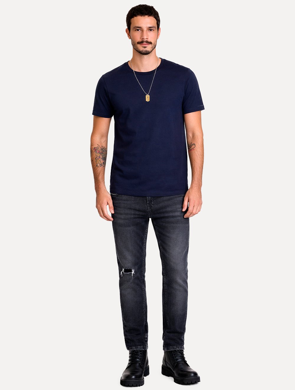 Camiseta John John Masculina Slim Fit Simple Azul Marinho