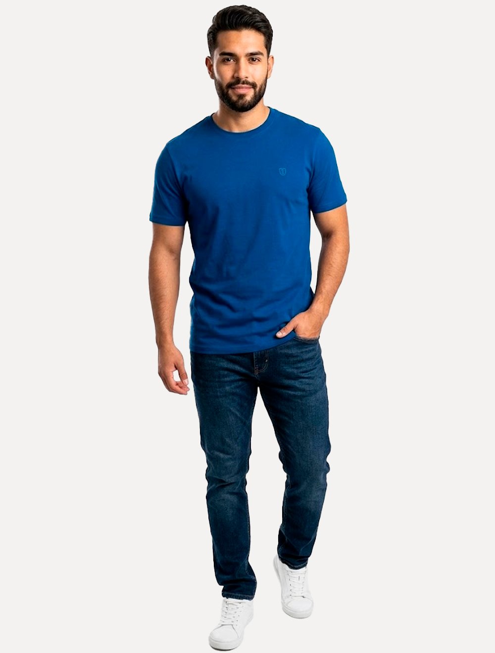 Camiseta Individual Masculina Comfort Pima Soft Touch Logo Azul