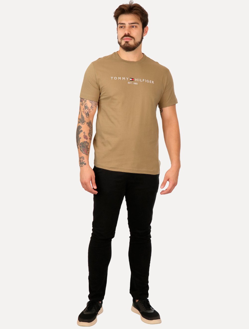 Camiseta Tommy Hilfiger Masculina Light Core Logo Tee Cáqui