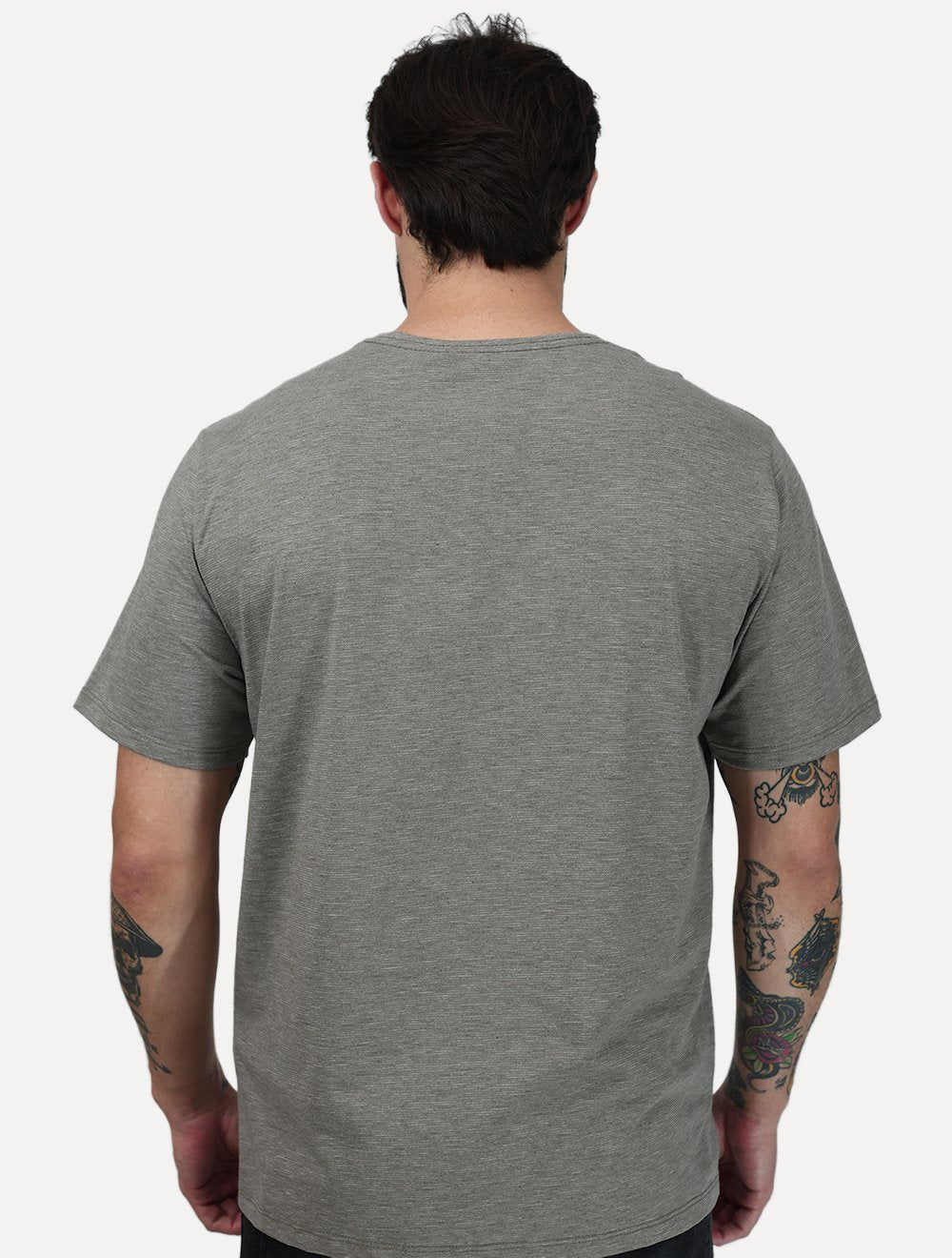 Camiseta Dudalina Regular Fit Listras Cáqui Escuro