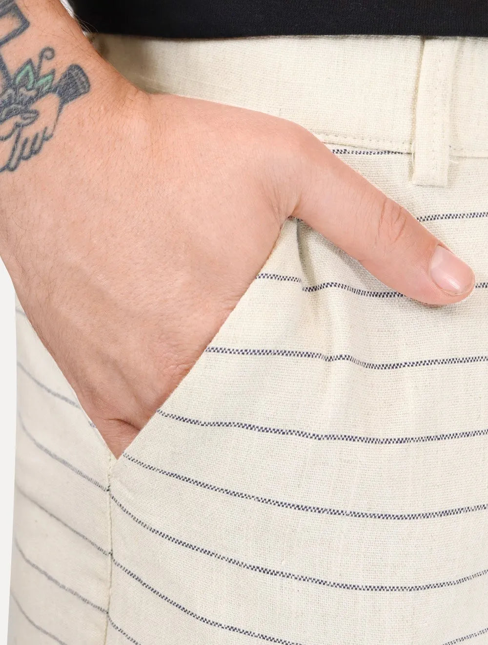 Bermuda Calvin Klein Jeans Masculina Cordão Cotton Stripes Off White