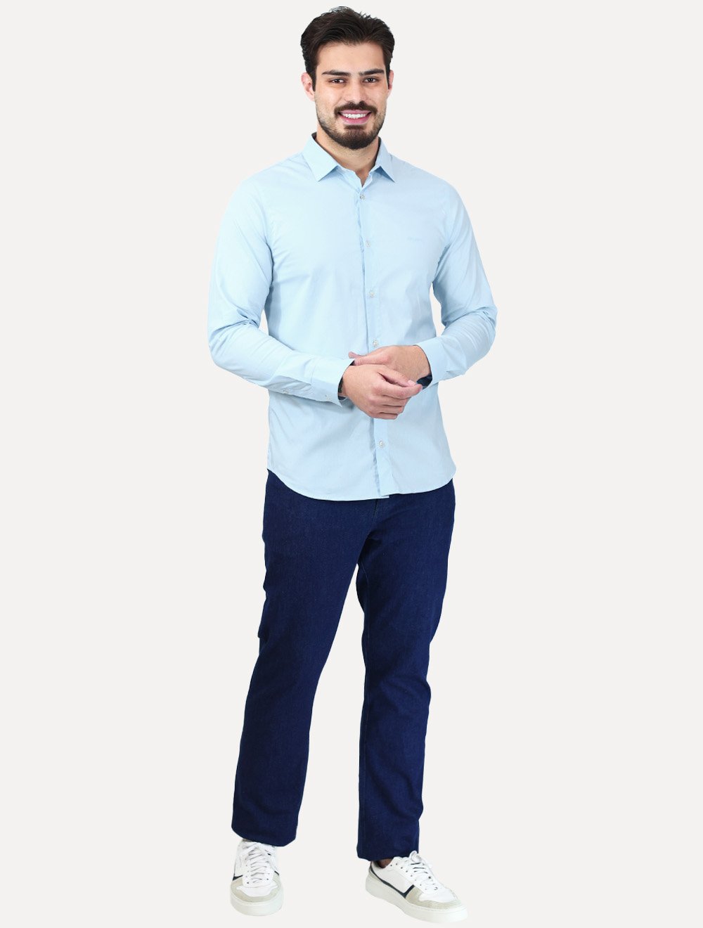 Camisa John John Masculina Slim Fit Light Azul Claro
