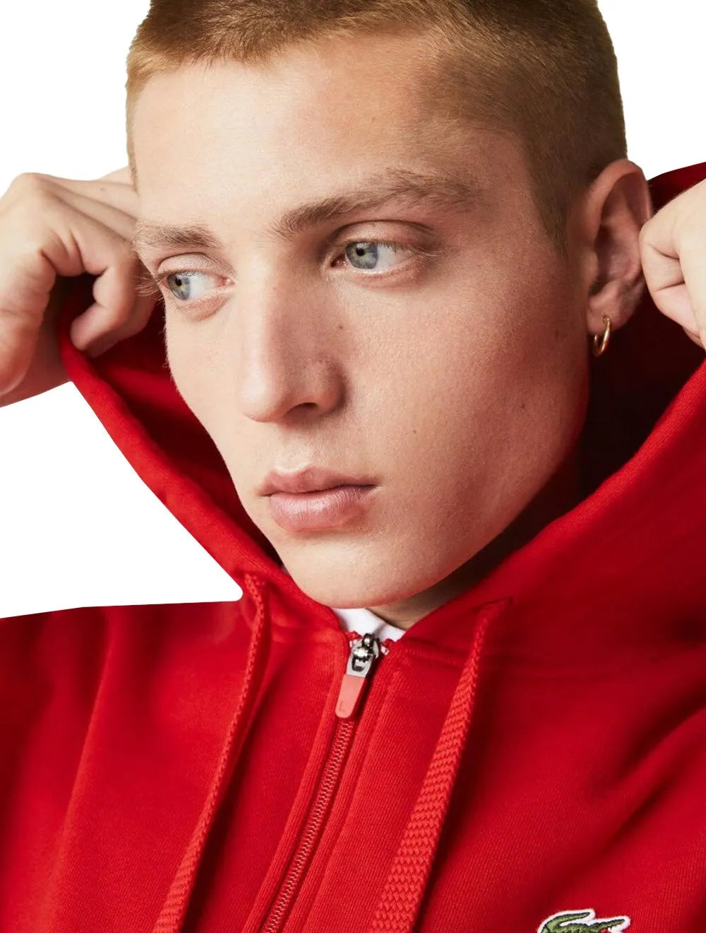 Moletom Lacoste Masculino Sport Fleece Hoodie Full Zip Vermelho