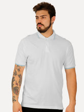 Polo Guess Masculina Piquet Frieze Logo Relief Branca