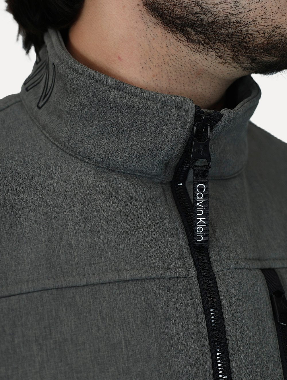 Jaqueta Calvin Klein Masculina Basic Fullziper Aquaguard Cinza Claro