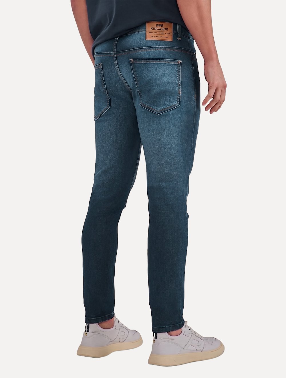 Calça King & Joe Jeans Masculina Flex Denim Dark Blue Skinny Azul Médio