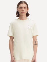 Camiseta Fred Perry Masculina Regular Navy Contrast Tape Ringer Caqui Claro
