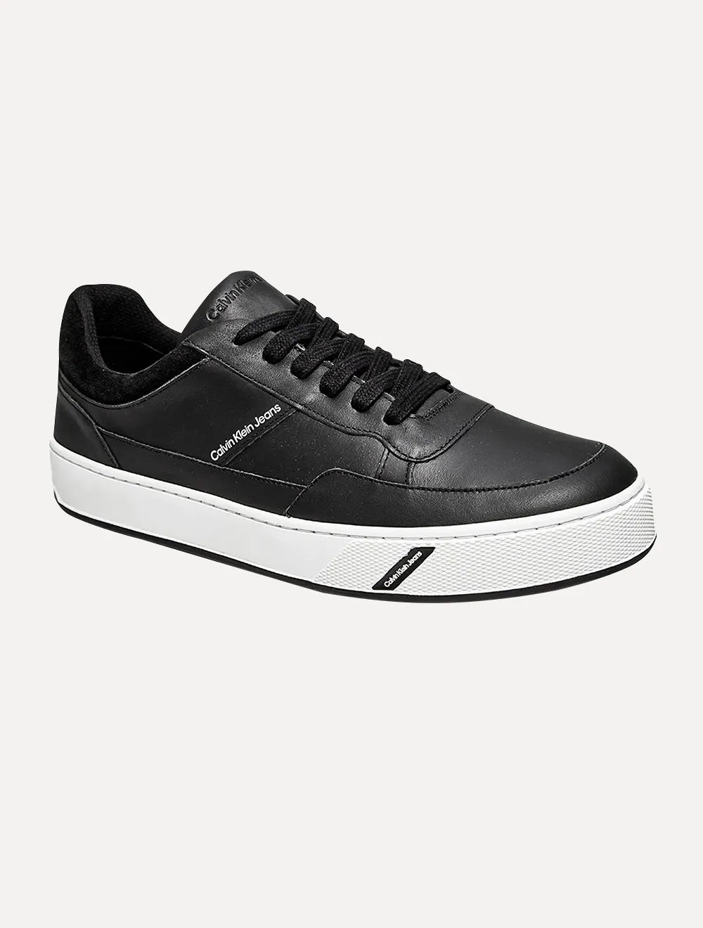 Tênis Calvin Klein Jeans Masculino Couro Sash Logo Basico Preto