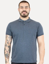 Polo Dixen Masculina Piquet Gola Lisa Azul Marinho Mescla