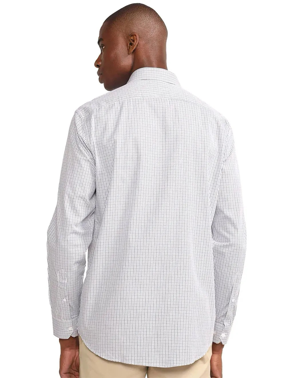 Camisa Aramis Masculina Regular Tricoline Micro Grid Xadrez Azul Preta Branca