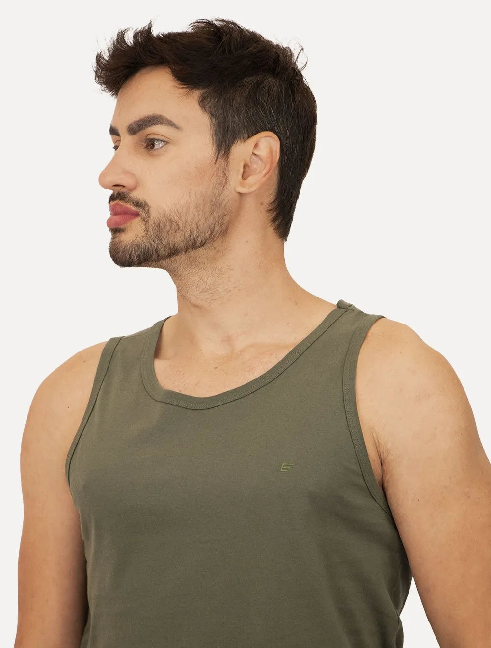 Regata Ellus Masculina Cotton Fine Classic Logo Verde Militar